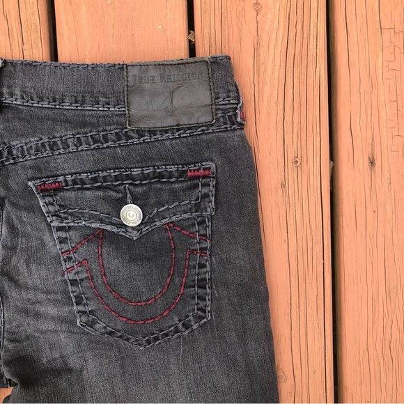 True Religion Ricky Straight Leg Denim T Flap Jeans Dark Grey Size 38 - Picture 8 of 16